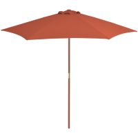 Trädgårdsparasoll med trästång 270 cm terrakotta vidaXL
