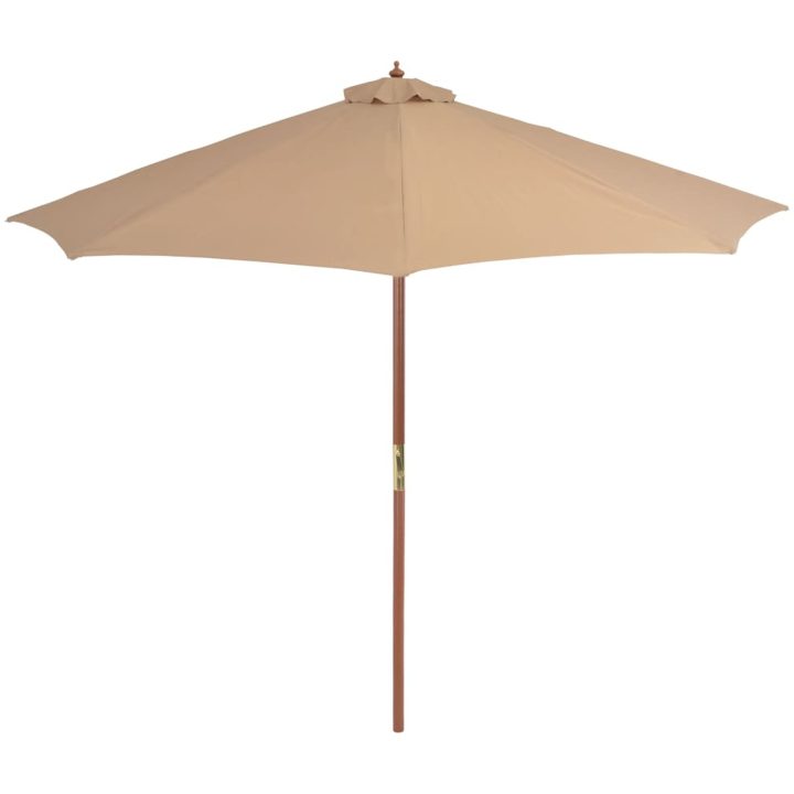 Trädgårdsparasoll med trästång 300 cm taupe vidaXL – bild 2