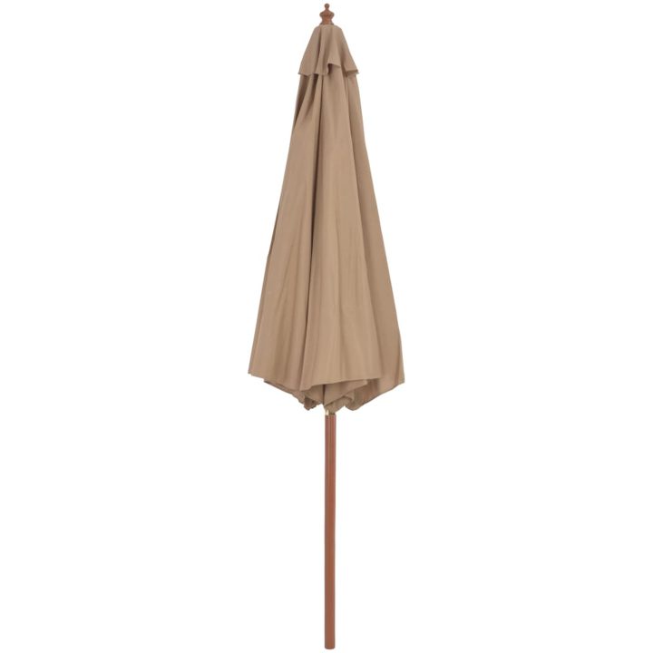 Trädgårdsparasoll med trästång 300 cm taupe vidaXL – bild 3