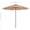 Trädgårdsparasoll med trästång 300 cm taupe vidaXL – miniatyr 7