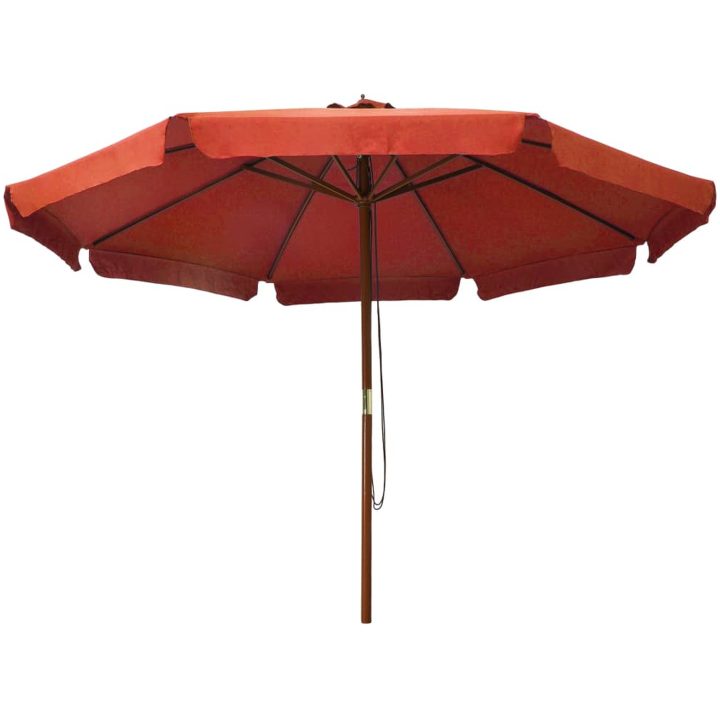Trädgårdsparasoll med trästång 330 cm terrakotta vidaXL – bild 2