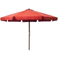 Trädgårdsparasoll med trästång 330 cm terrakotta vidaXL