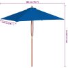 Trädgårdsparasoll med trästång blå 150x200 cm vidaXL – miniatyr 11