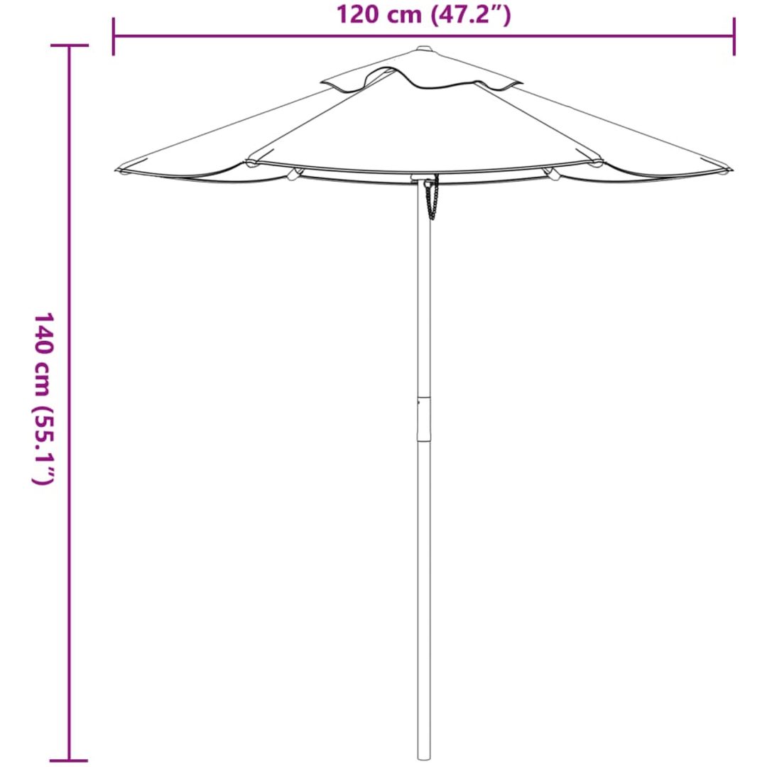 Trädgårdsparasoll med trästång för barn ⌀120x140 cm vidaXL – bild 8
