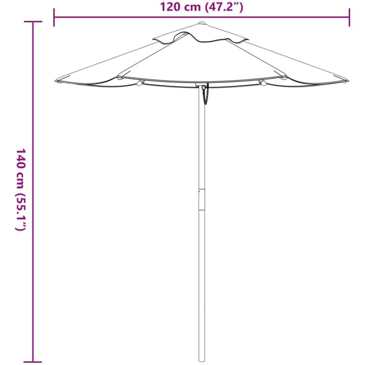 Trädgårdsparasoll med trästång för barn ⌀120x140 cm vidaXL – bild 8