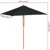 Trädgårdsparasoll med trästång svart 150x200 cm vidaXL – miniatyr 11