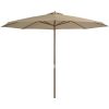 Trädgårdsparasoll med trästång taupe 350 cm vidaXL – miniatyr 2