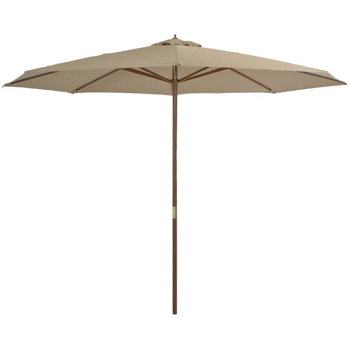Trädgårdsparasoll med trästång taupe 350 cm vidaXL – bild 2