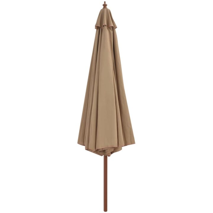 Trädgårdsparasoll med trästång taupe 350 cm vidaXL – bild 3