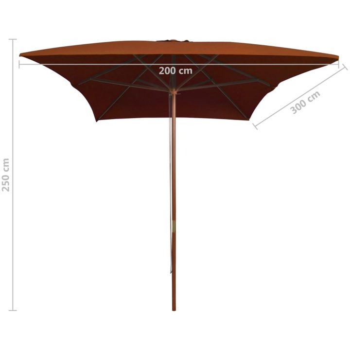 Trädgårdsparasoll med trästång terrakotta 200x300 cm vidaXL – bild 6