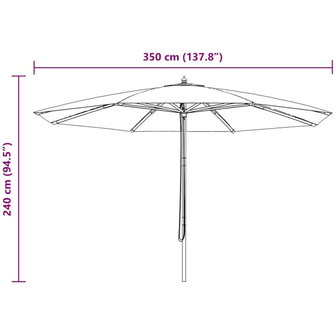 Trädgårdsparasoll med trästång vindröd 350 cm vidaXL – bild 5