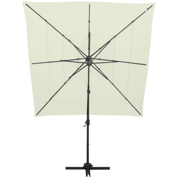 Trädgårdsparasoll med ventilation och stång sand 250x250 cm vidaXL – bild 5