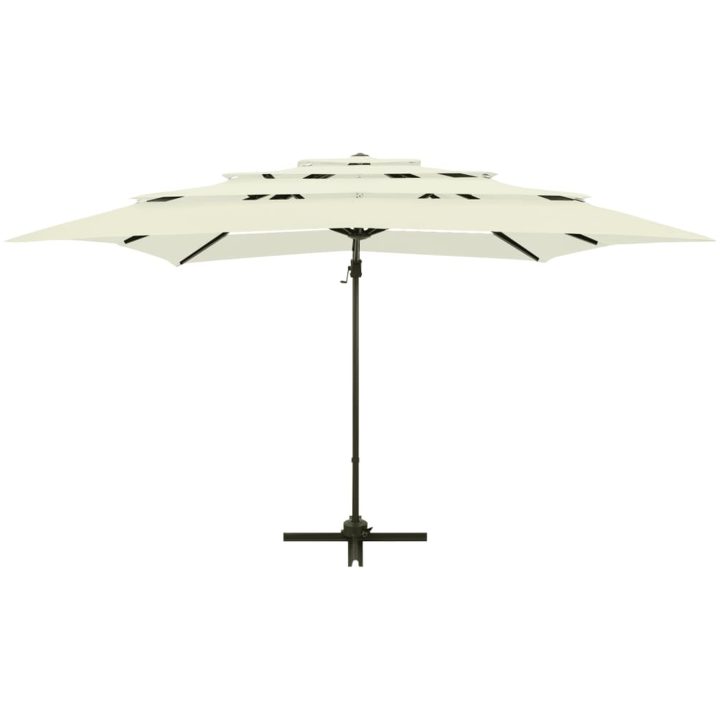 Trädgårdsparasoll med ventilation och stång sand 250x250 cm vidaXL – bild 6