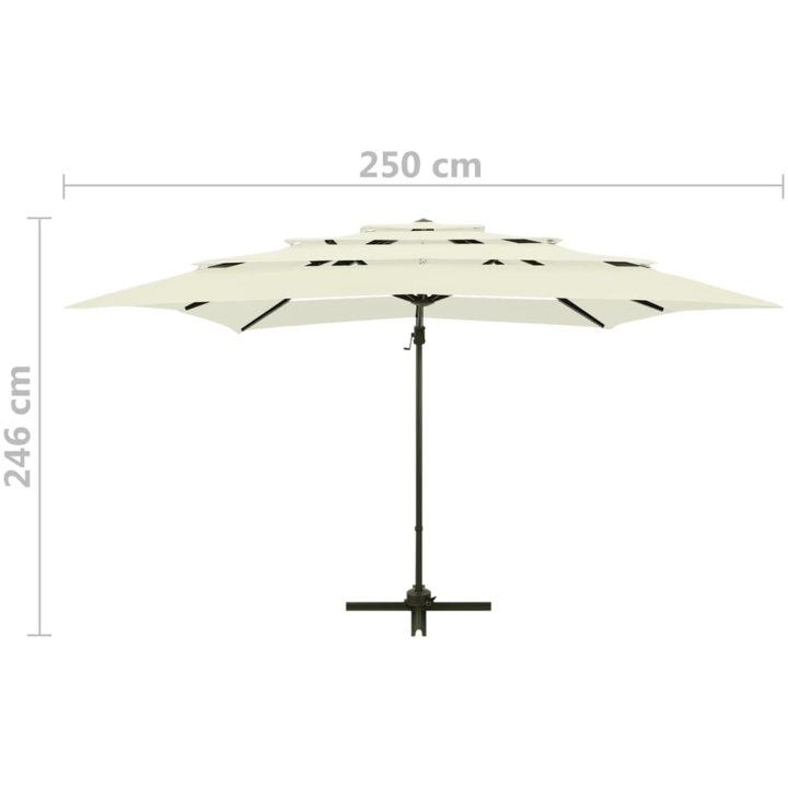 Trädgårdsparasoll med ventilation och stång sand 250x250 cm vidaXL – bild 9