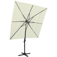 Trädgårdsparasoll med ventilation och stång sand 250x250 cm vidaXL