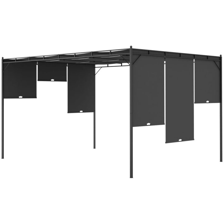 Trädgårdspaviljong med draperier antracit vidaXL 4 x 3 x 2.25 m – bild 5