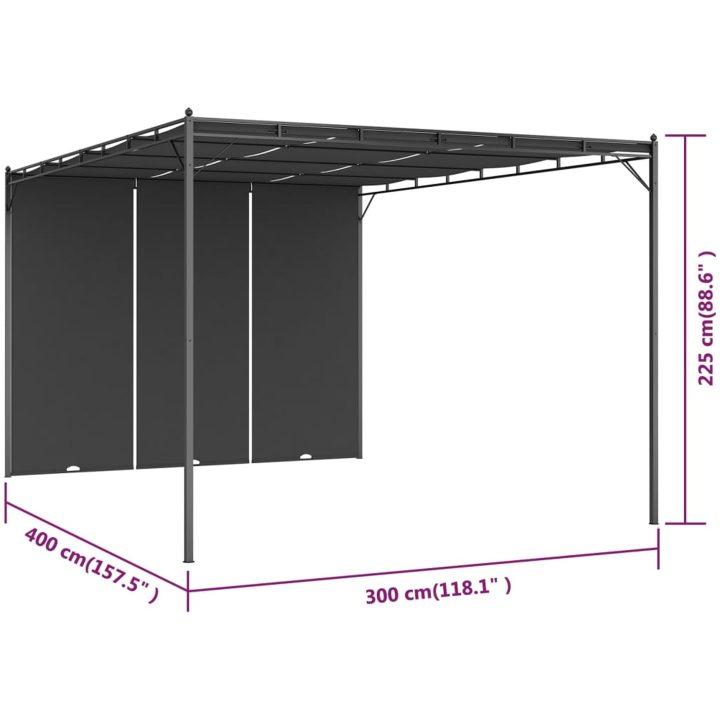Trädgårdspaviljong med draperier antracit vidaXL 4 x 3 x 2.25 m – bild 8