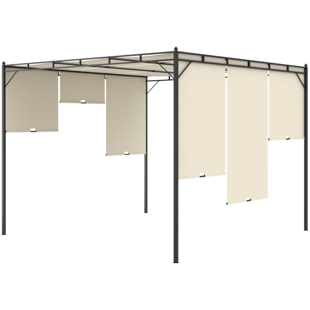 Trädgårdspaviljong med draperier gräddvit vidaXL 3 x 3 x 2.25 m – bild 6