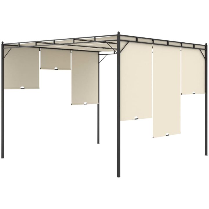 Trädgårdspaviljong med draperier gräddvit vidaXL 3 x 3 x 2.25 m – bild 6