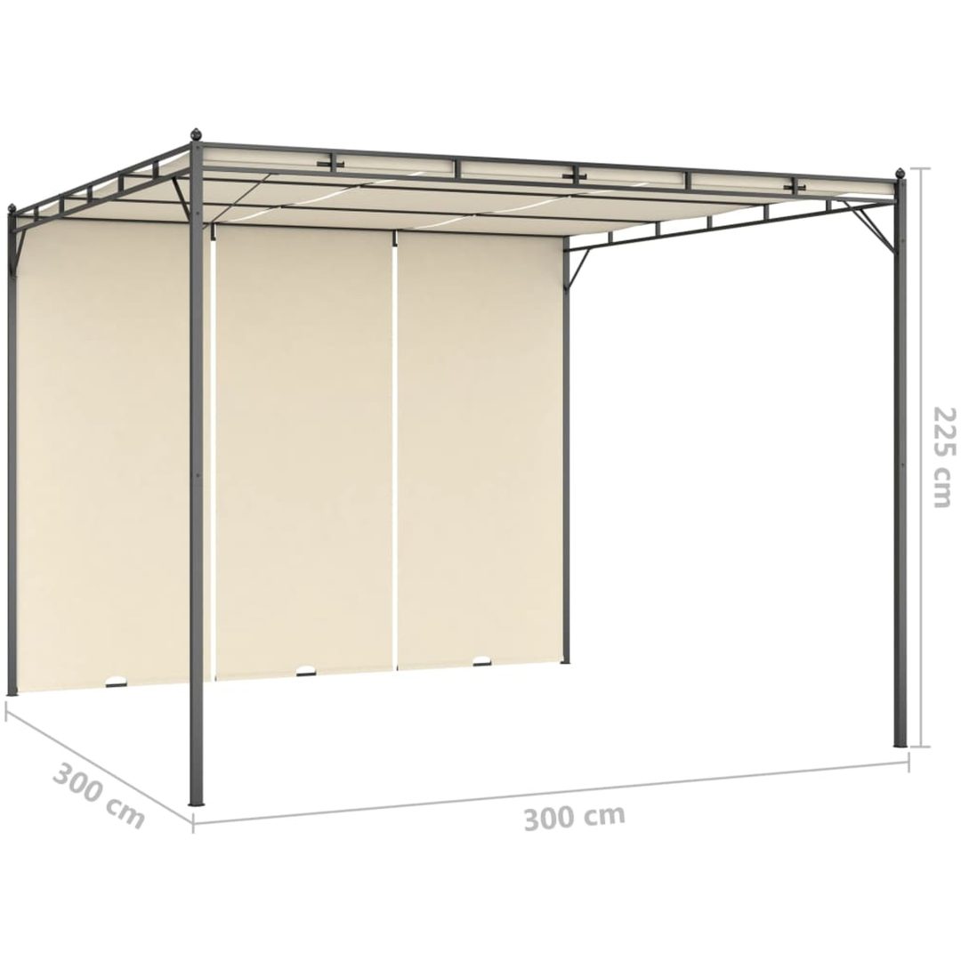 Trädgårdspaviljong med draperier gräddvit vidaXL 3 x 3 x 2.25 m – bild 8