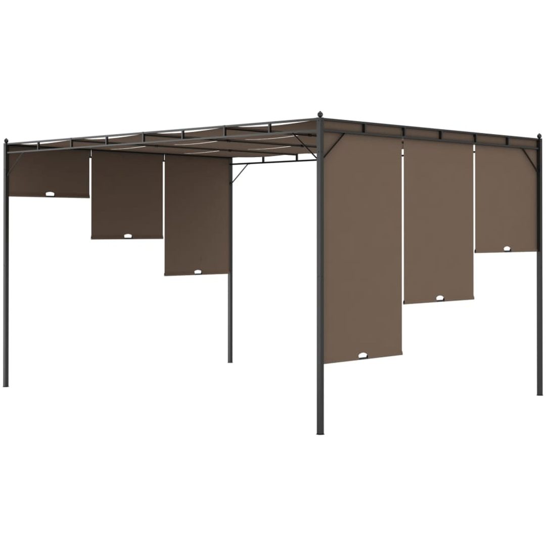 Trädgårdspaviljong med draperier taupe vidaXL 4 x 3 x 2.25 m – bild 6
