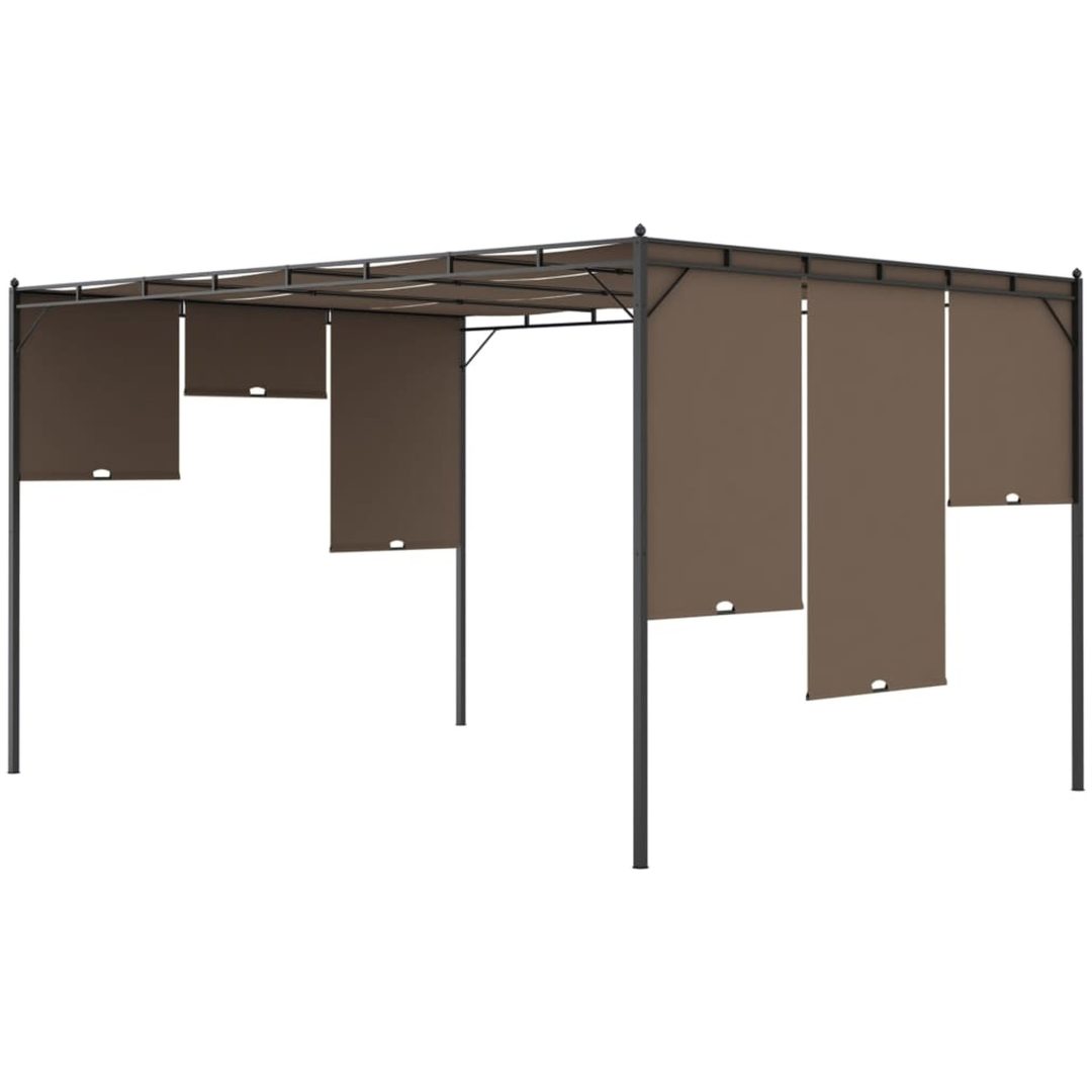 Trädgårdspaviljong med draperier taupe vidaXL 4 x 3 x 2.25 m – bild 7
