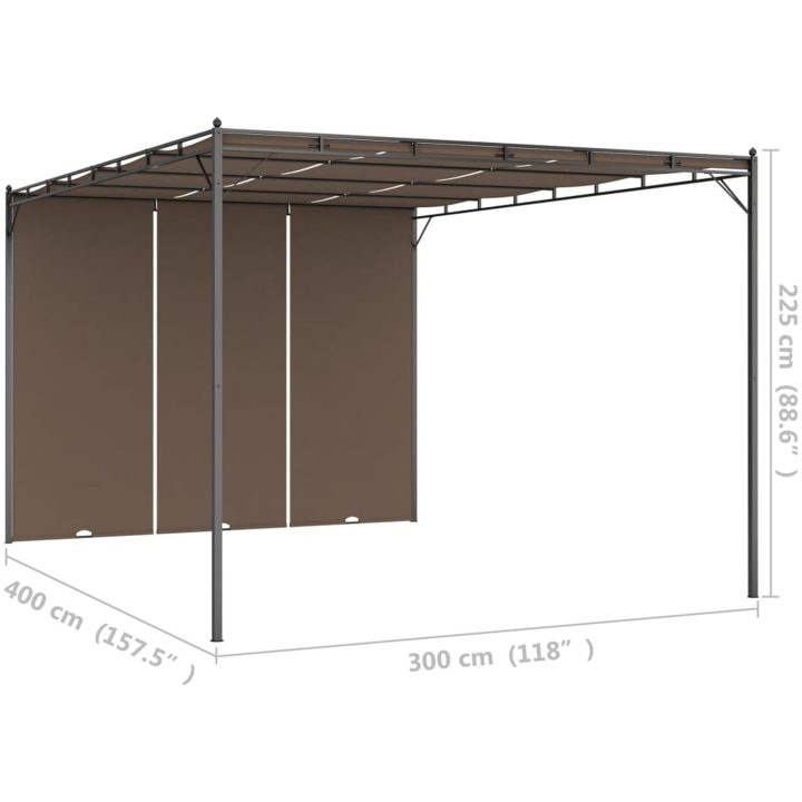 Trädgårdspaviljong med draperier taupe vidaXL 4 x 3 x 2.25 m – bild 9