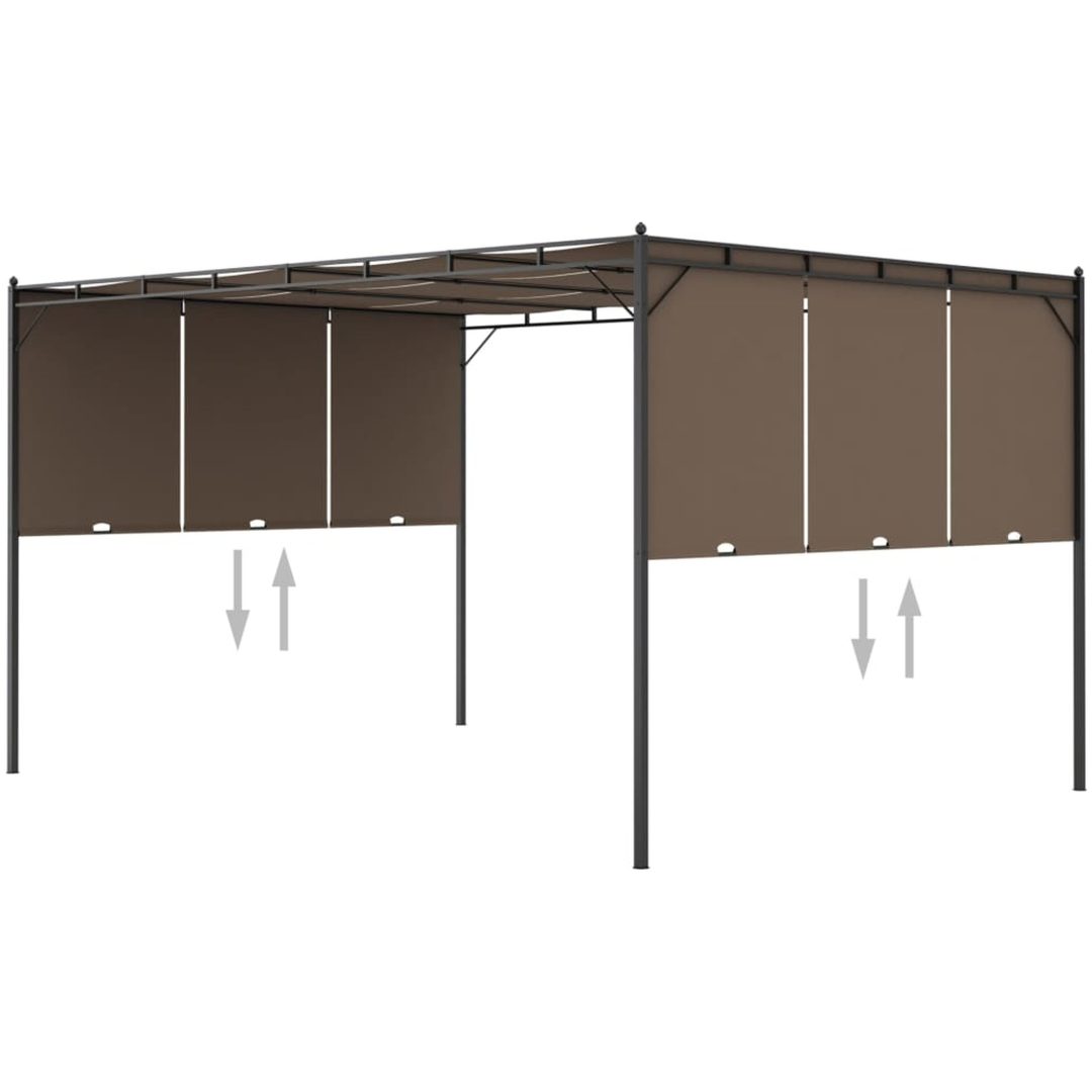 Trädgårdspaviljong med draperier taupe vidaXL 4 x 3 x 2.25 m