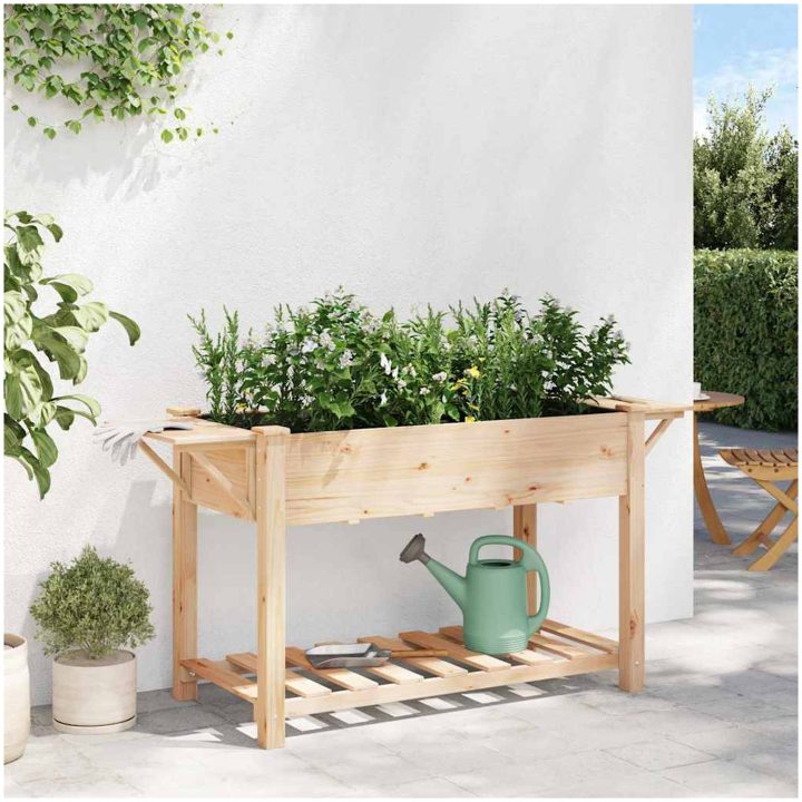 Trädgårdsplanter med hyllor 155x59x76 cm Massivt trä furu vidaXL 155 x 59 x 76.5 cm – bild 4