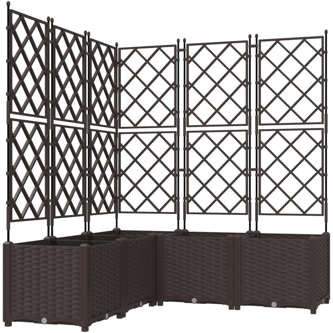Trädgårdsplanter med spaljé 5 st Brun vidaXL 120 x 120 x 143 cm – bild 2