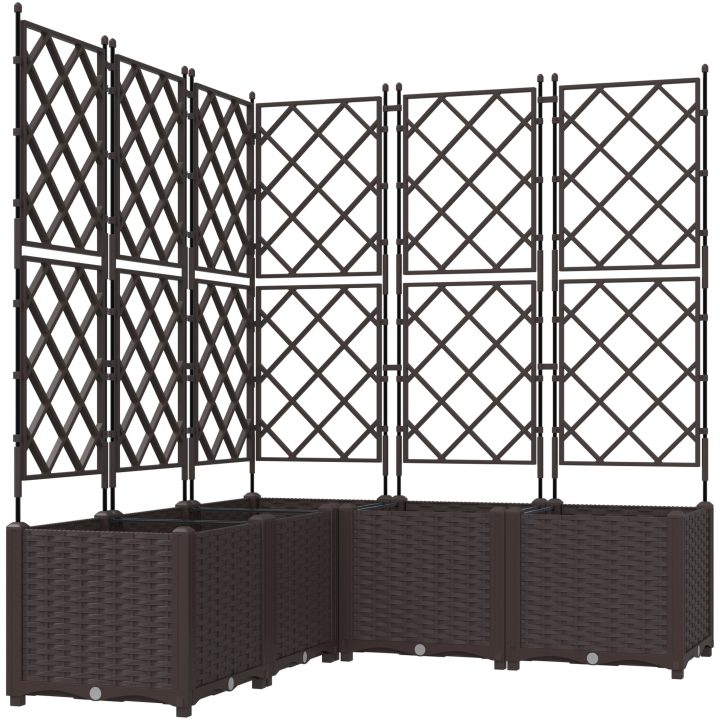 Trädgårdsplanter med spaljé 5 st Brun vidaXL 120 x 120 x 143 cm – bild 2