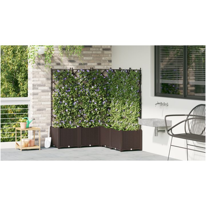 Trädgårdsplanter med spaljé 5 st Brun vidaXL 120 x 120 x 143 cm – bild 4