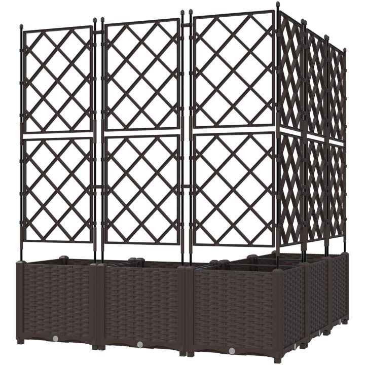 Trädgårdsplanter med spaljé 5 st Brun vidaXL 120 x 120 x 143 cm – bild 6
