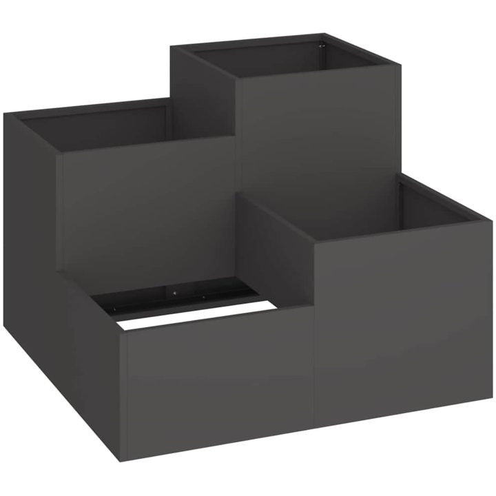 Trädgårdsplanter Svart Stål vidaXL 100 x 100 x 60 cm – bild 2