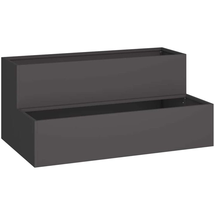 Trädgårdsplanterare 2-Lager Svart Stål vidaXL 100 x 60 x 45 cm – bild 2