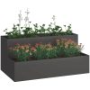 Trädgårdsplanterare 2-Lager Svart Stål vidaXL 100 x 60 x 45 cm – miniatyr 3