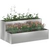 Trädgårdsplanterare 2-Nivå i galvaniserat stål vidaXL 100 x 60 x 45 cm – miniatyr 3