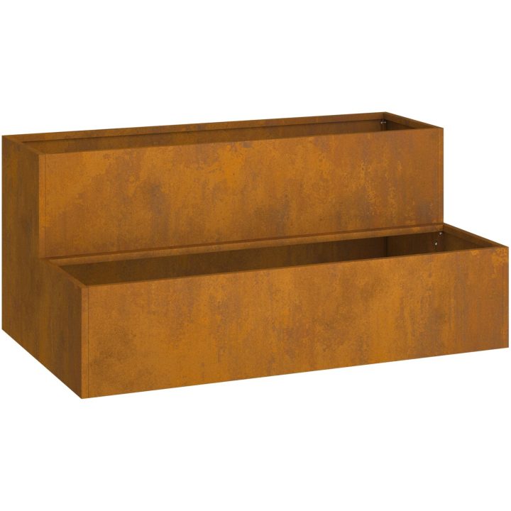 Trädgårdsplanterare 2-Tier 100x60x45 cm Väderbeständigt Stål vidaXL Medium – bild 2