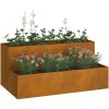 Trädgårdsplanterare 2-Tier 100x60x45 cm Väderbeständigt Stål vidaXL Medium – miniatyr 3