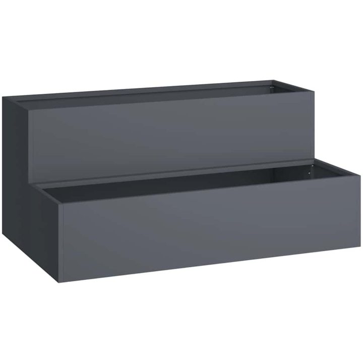Trädgårdsplanterare 2-Tier Antracit Stål vidaXL 100 x 60 x 45 cm – bild 2