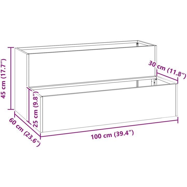 Trädgårdsplanterare 2-Tier Antracit Stål vidaXL 100 x 60 x 45 cm – bild 11