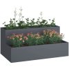 Trädgårdsplanterare 2-Tier Antracit Stål vidaXL 100 x 60 x 45 cm – miniatyr 3