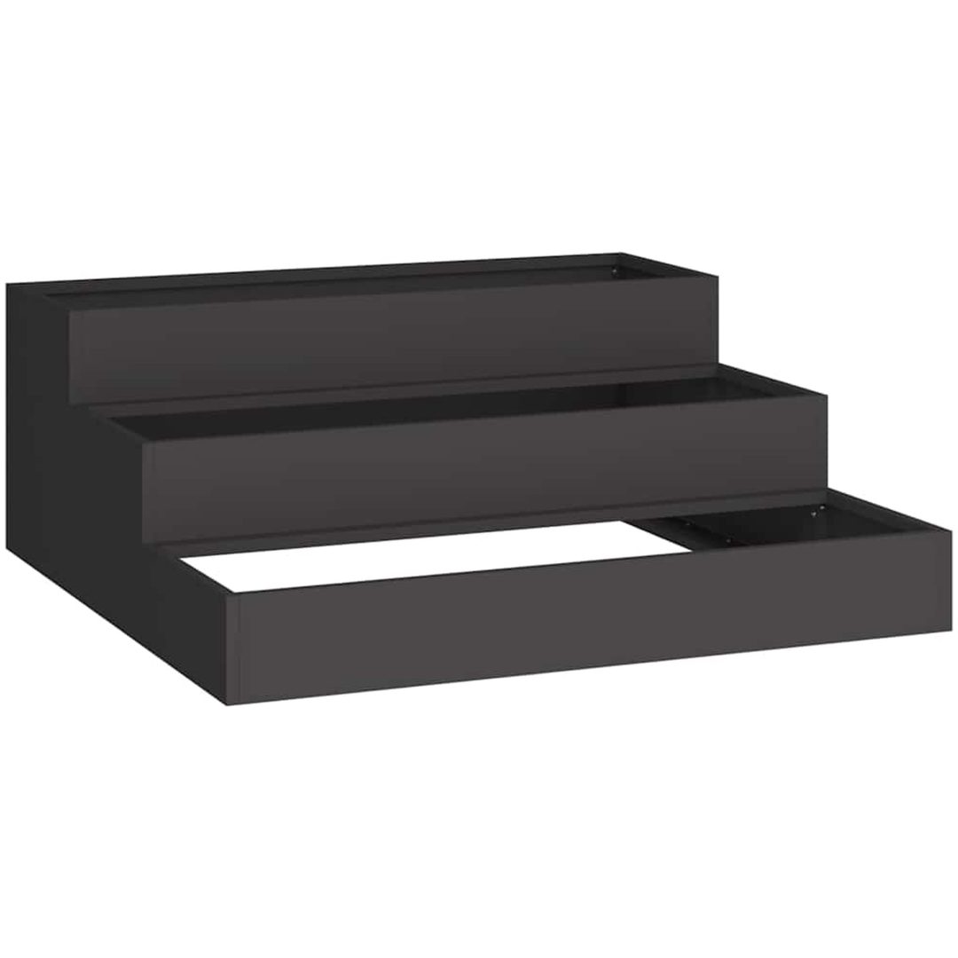 Trädgårdsplanterare 3-Nivå Svart Stål vidaXL 90 x 90 x 35 cm – bild 2