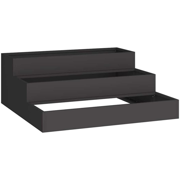 Trädgårdsplanterare 3-Nivå Svart Stål vidaXL 90 x 90 x 35 cm – bild 2