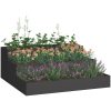 Trädgårdsplanterare 3-Nivå Svart Stål vidaXL 90 x 90 x 35 cm – miniatyr 3