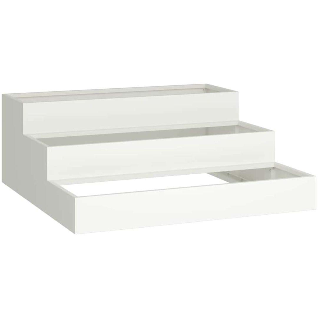 Trädgårdsplanterare 3-nivå Vit Stål vidaXL 90 x 90 x 35 cm – bild 2