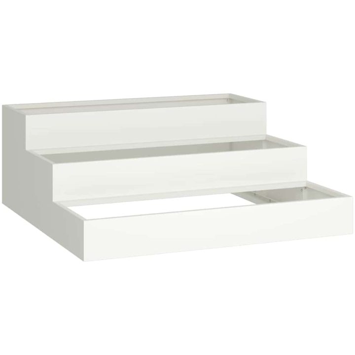 Trädgårdsplanterare 3-nivå Vit Stål vidaXL 90 x 90 x 35 cm – bild 2