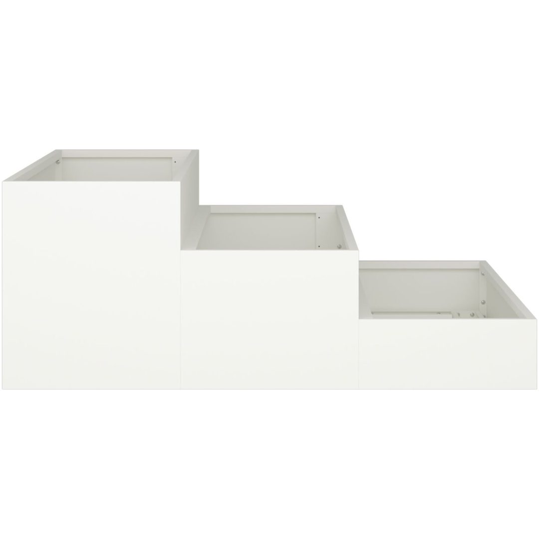 Trädgårdsplanterare 3-nivå Vit Stål vidaXL 90 x 90 x 35 cm – bild 7