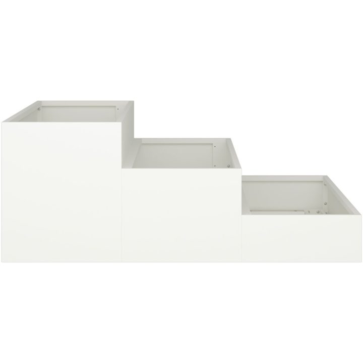 Trädgårdsplanterare 3-nivå Vit Stål vidaXL 90 x 90 x 35 cm – bild 7