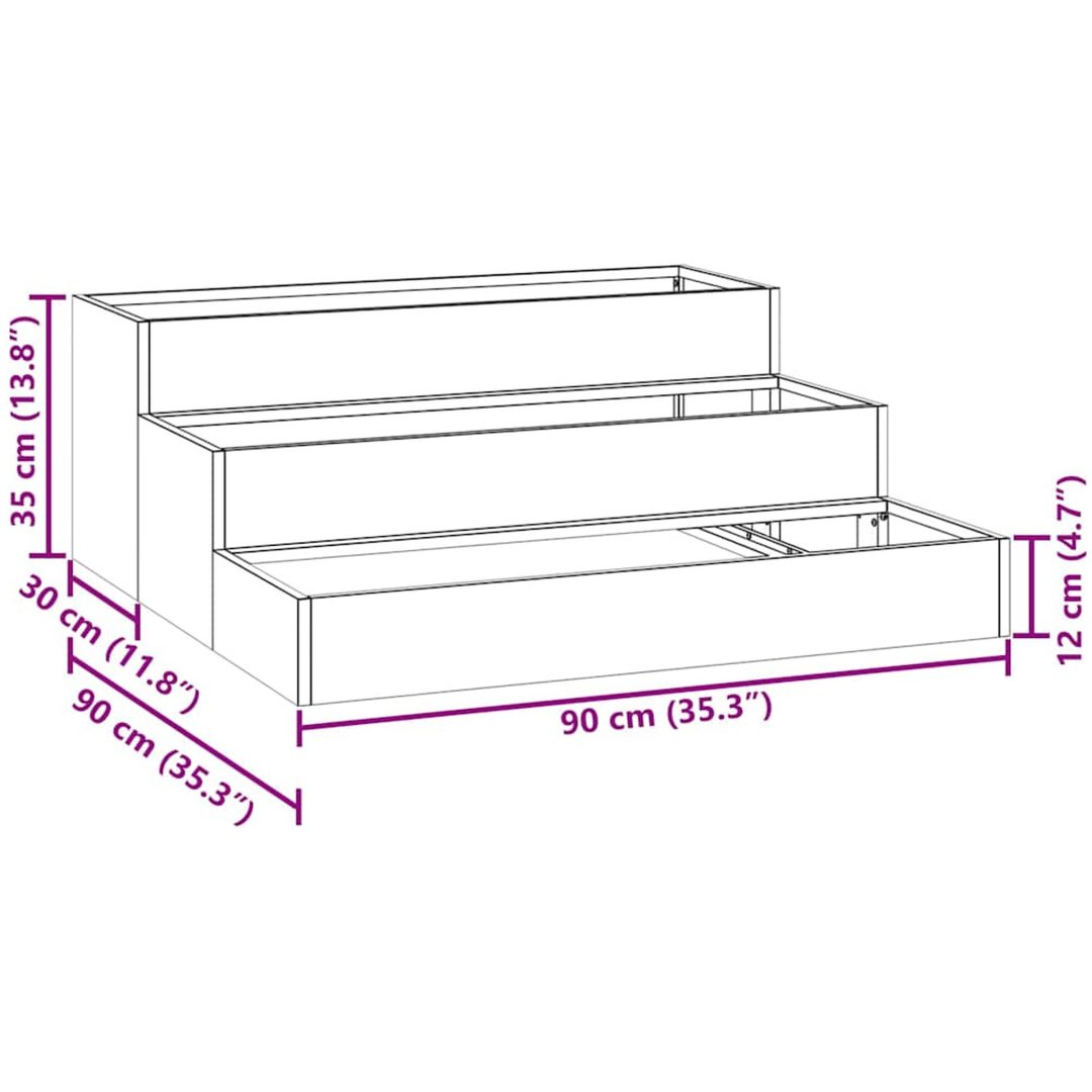 Trädgårdsplanterare 3 nivåer Olivgrön Stål vidaXL 90 x 90 x 35 cm – bild 12